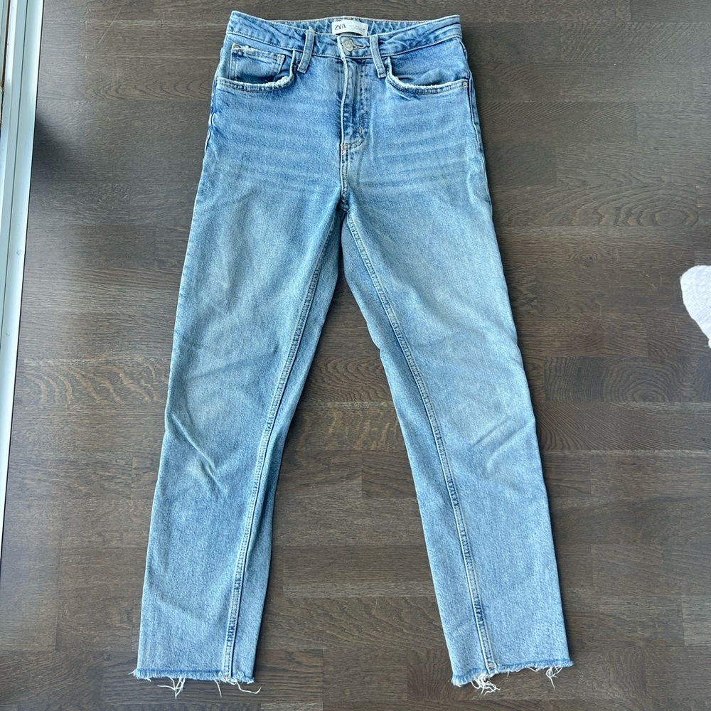 Zara Light Blue Straight Leg Jeans